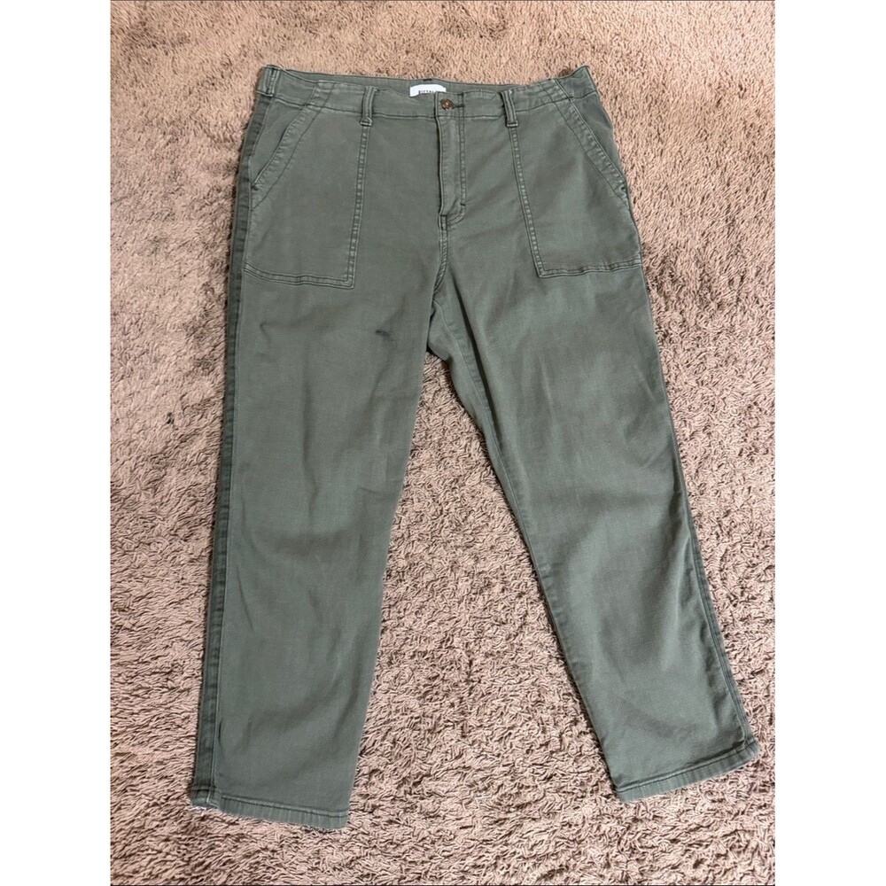 Pistola Women’s Olive Green Cropped Pants Patch Pockets size 32 Casual Spring